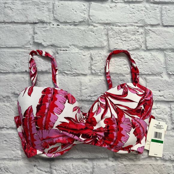 Jessica Simpson Paradiso Palm Twist Front Underwire Bikini Top Size Large D New - Picture 2 of 5